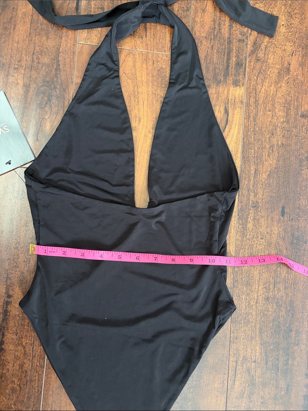Naked Wardrobe Black Plunging Halter One-Piece Swimsuit Size Small - Picture 4 of 6